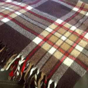 Brown & Tan plaid wool throw